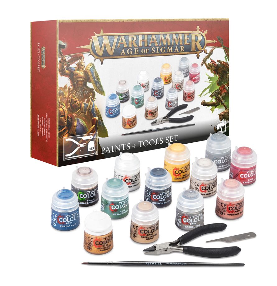 Warhammer Age of Sigmar: Paints + Tools Set for plainting warhammer